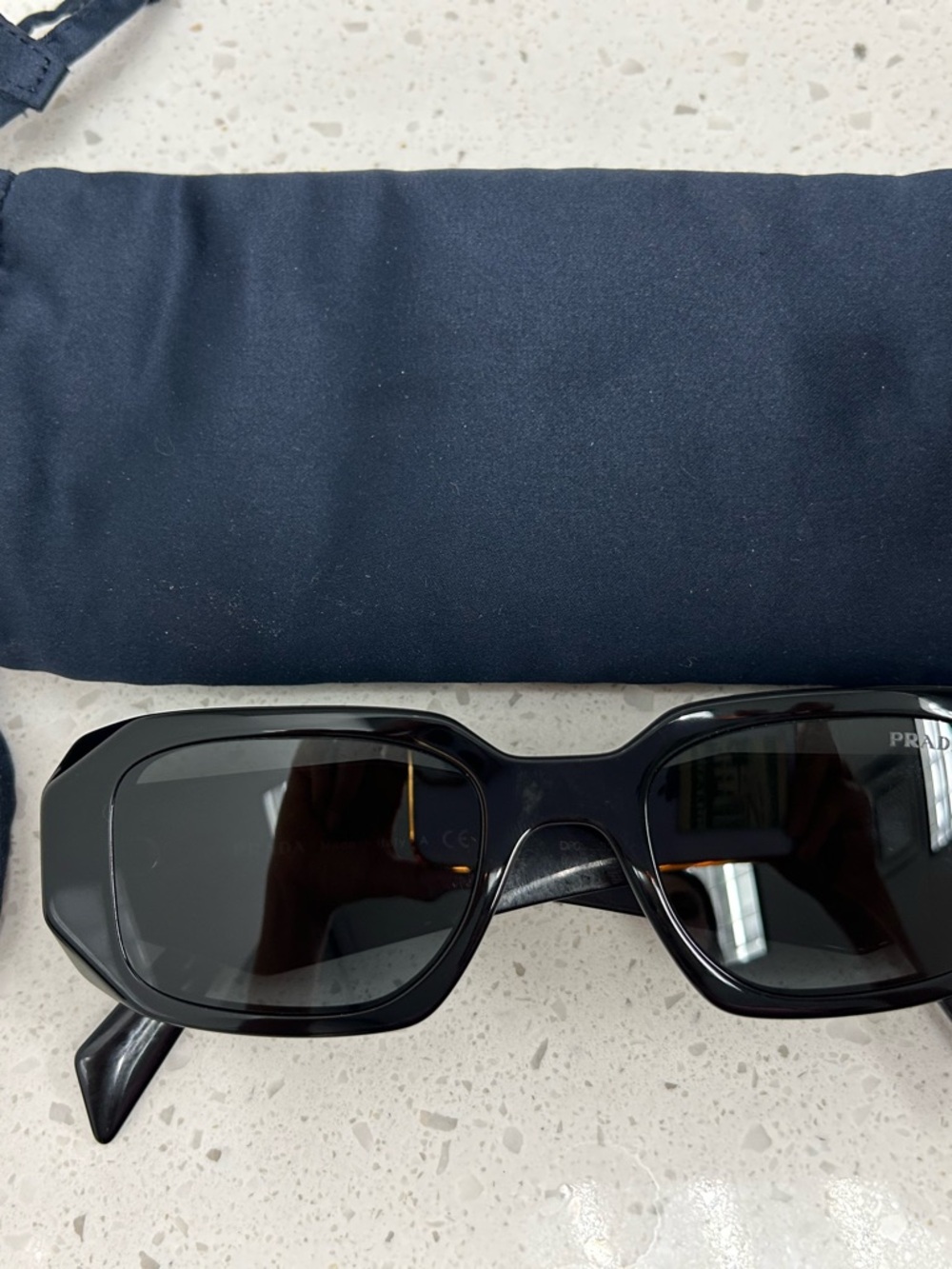 Prada Black Geometric Frame Sunglasses